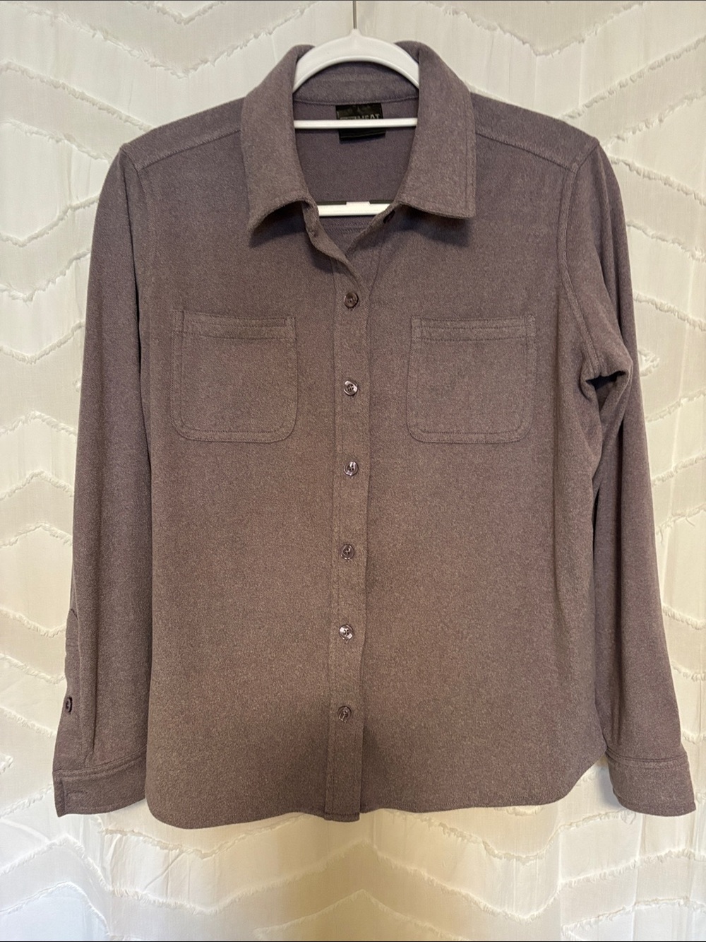 Womanโs Super-Soft Button-Down Purple Shirt